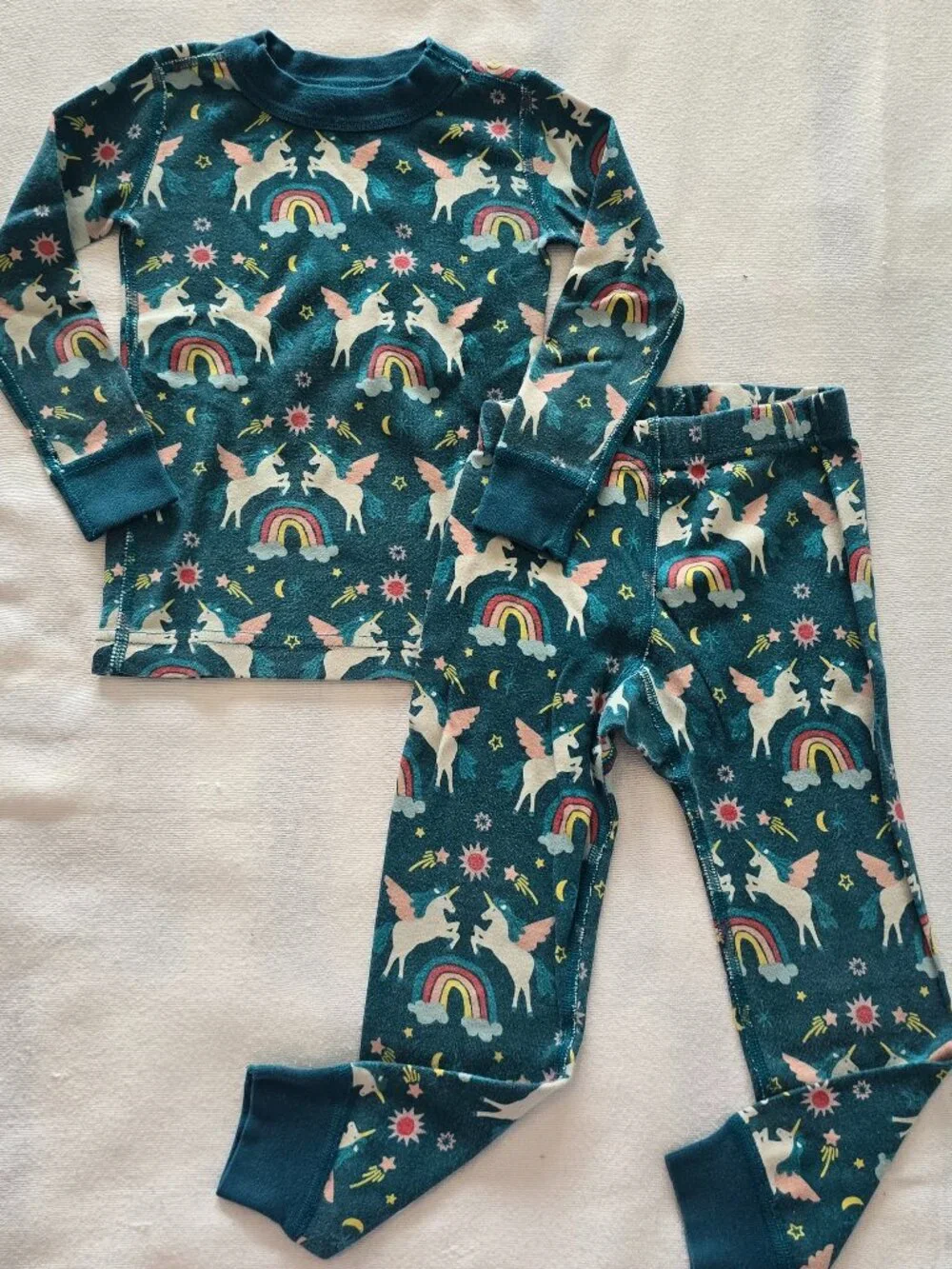 3T Hanna Andersson Unicorns and Rainbows Long Pajama Set